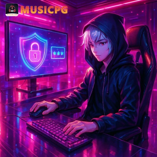 Imagem promocional da MUSICPG ressaltando login ágil e ambiente de jogo seguro